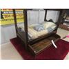 Image 2 : Trundle Canopy Doll Bed Complete with Pillows and Blankets 20'' x