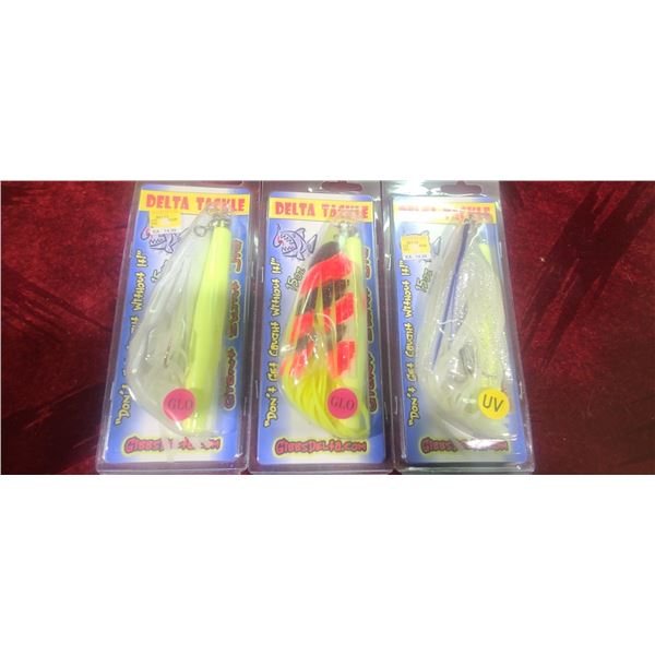 THREE 15OZ GIANT SKIRT JIGS - GLOW IN DARK