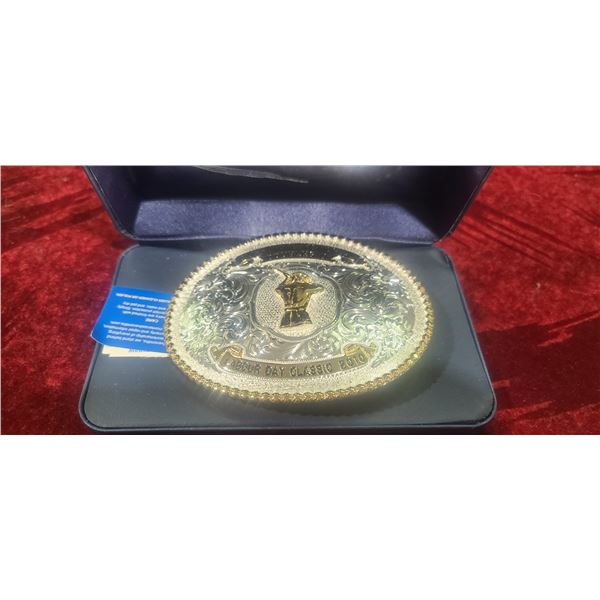 MONTANA SILVER SMITHS LARGE OVAL RIBBON BUCKLE - CLIFF KANE MEMORIAL DOUBLES