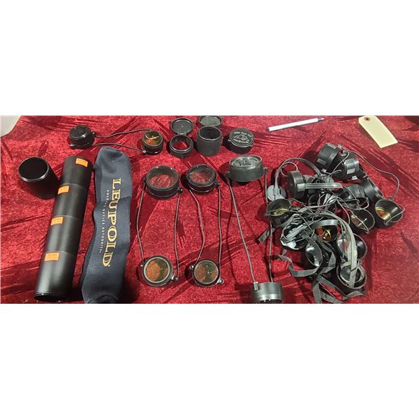 FIVE 40MM SCOPE SHADES AND ASSOTERD SCOPE CAPS