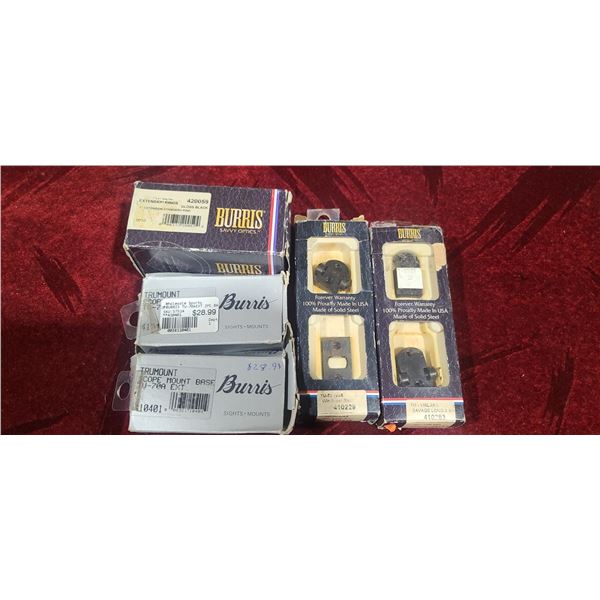 LOT OF BURRIS MOUNTS AND SET OF RINGS