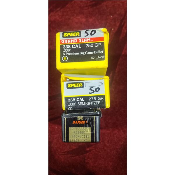 .338CAL QTY50 250GR - QTY 50 SEMI SPITZER AND QTY41 175GR "X"