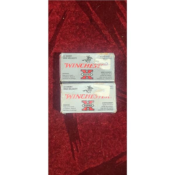 TWO BOXES OF .22 SHORT HIGH VELOCITY WINCHESTER