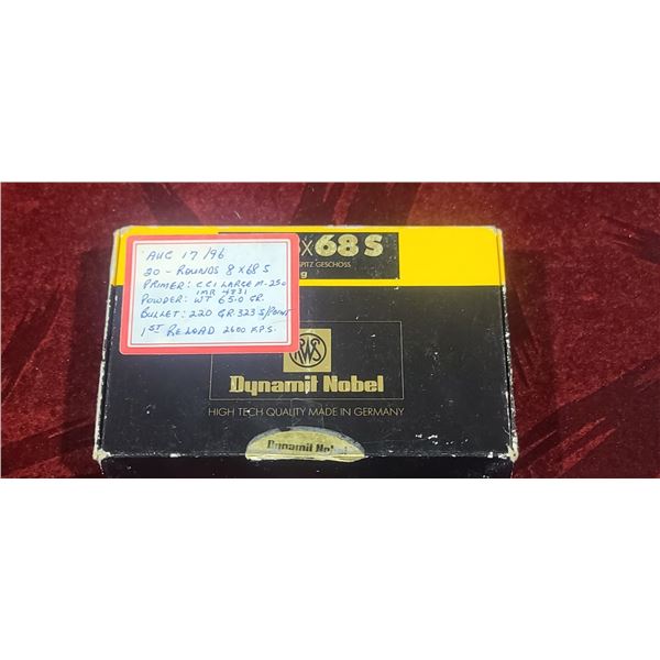 QTY19 ROUNDS OF 8X68S PLEASES SEE IMAGES FOR MORE DETAILS