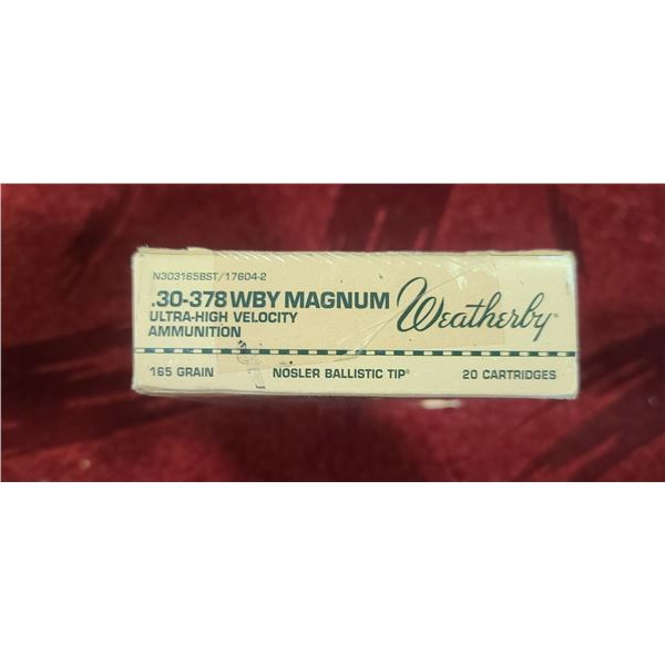 .30-378 WBY MAG 165GR. NOSLER BALLISTIC TIP ULTRA HIGH VELOCITY