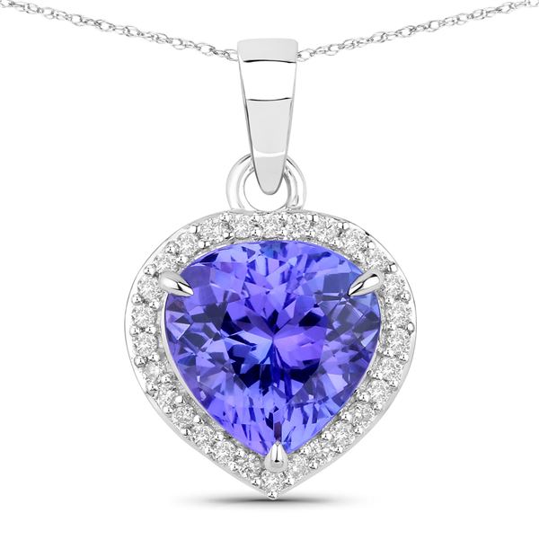 Twinkling Tanzanite and Diamond Halo Pendant