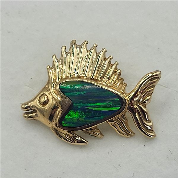 Smiling Sailfish Slide Pendant w/ Black Opal Inlay
