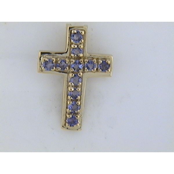 14K Yellow Gold Cross with Genuine Tanzanite