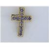 Image 1 : 14K Yellow Gold Cross with Genuine Tanzanite