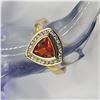 Image 8 : Trilliant-Cut Fire Opal with Diamond Halo Ring