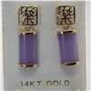 Image 1 : Lavender Jadeite Dangling Bar Earrings