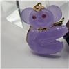 Image 1 : Lavender Jade Koala Bear Pendant with Ruby Eyes