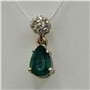 Image 1 : Pear-cut Emerald and Diamond Cluster Pendant