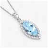 Image 8 : Marquise Aquamarine and Diamond Pendant