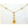Image 1 : Lavalier Drop Citrine and Diamond Station Necklace