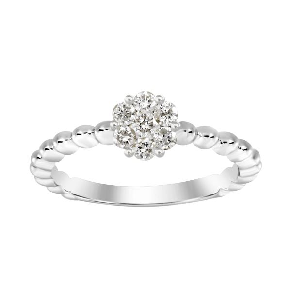 18K White Gold Diamond Fleurette Ring
