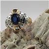 Image 1 : Contemporary Blue Sapphire and Diamond 2-Tone Ring