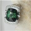 Image 8 : Glamorous Green Tourmaline and Pave Diamond Ring
