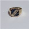 Image 1 : Man's Contemporary Blue Sapphire and Diamond Ring