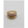Image 1 : Multi-Colored Sapphire Concave Wide Band Ring