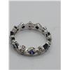 Image 1 : Blue Sapphire and Diamond Geometric Eternity Band