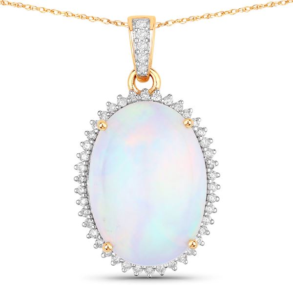 Ethiopian Opal and Diamond Halo Pendant