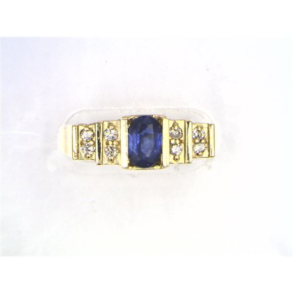 Beautiful Midnight Blue Sapphire and Diamond Ring