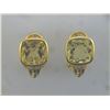 Image 1 : Cushion-Cut Lemon Quartz and Diamond Earrings