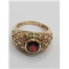 Image 1 : Red Tourmaline Dome Ring w/Multi-Color Tourmaline Shoulders