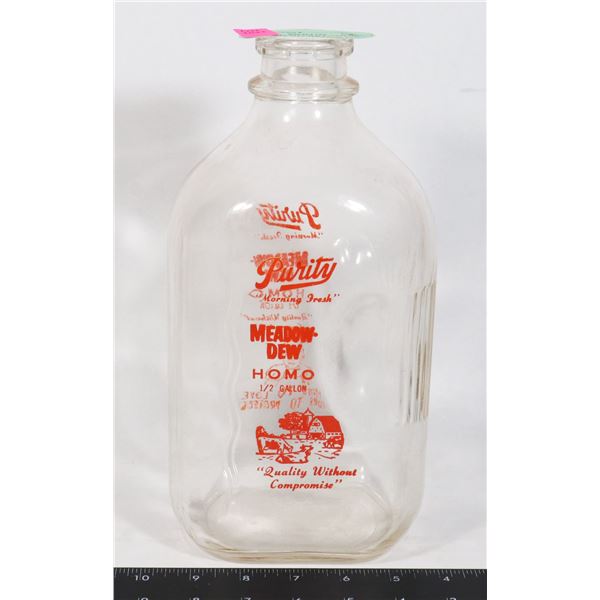 VINTAGE PURITY HALF GALLON GLASS MILK JUG GREAT