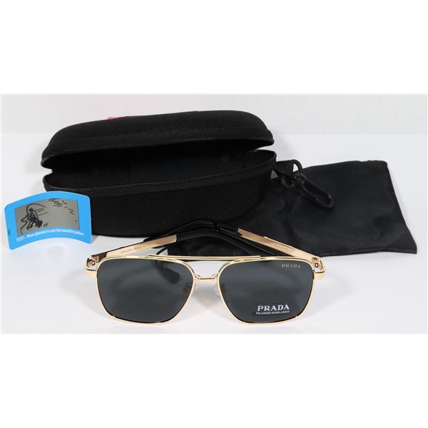 NEW PRADA GOLD & BLACK SUNGLASSES