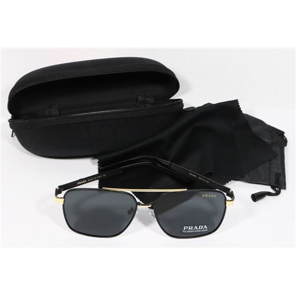 NEW PRADA BLACK & GOLD SUNGLASSES