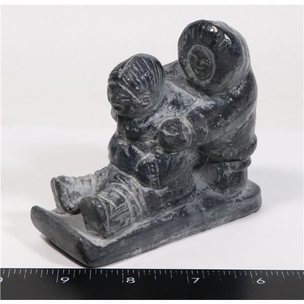 MADE IN CANADA INUIT WINTER SLED SCENE FIGURINE