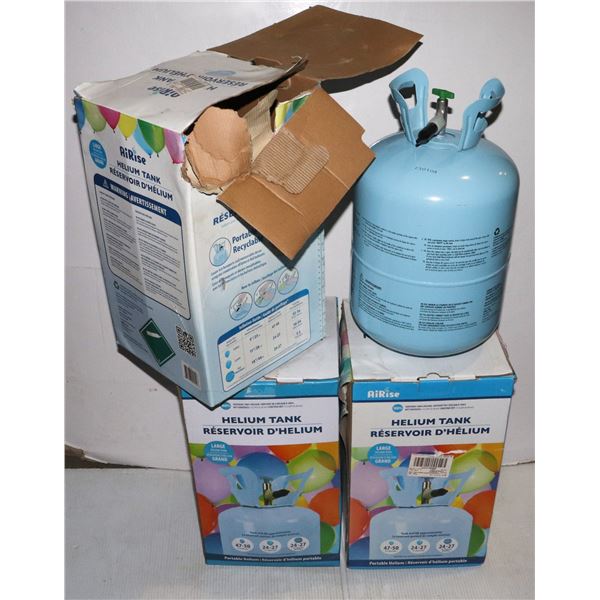 THREE LARGE AIRISE HELIUM TANKS. APPEAR TO