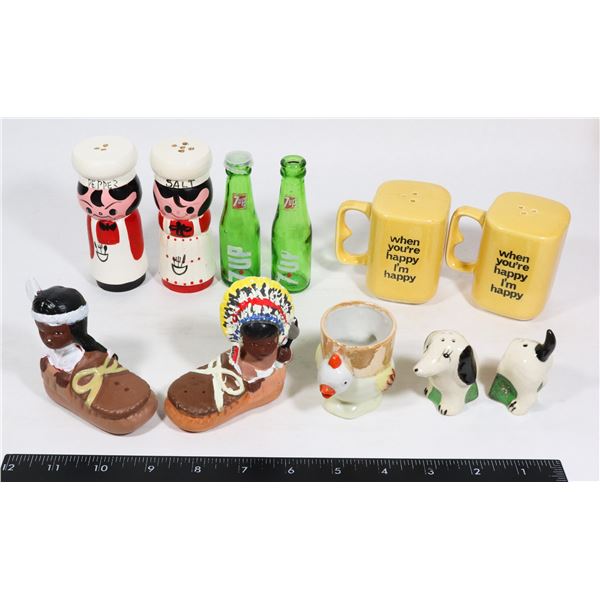 5 SETS COLLECTIBLE SALT AND PEPPER SHAKERS