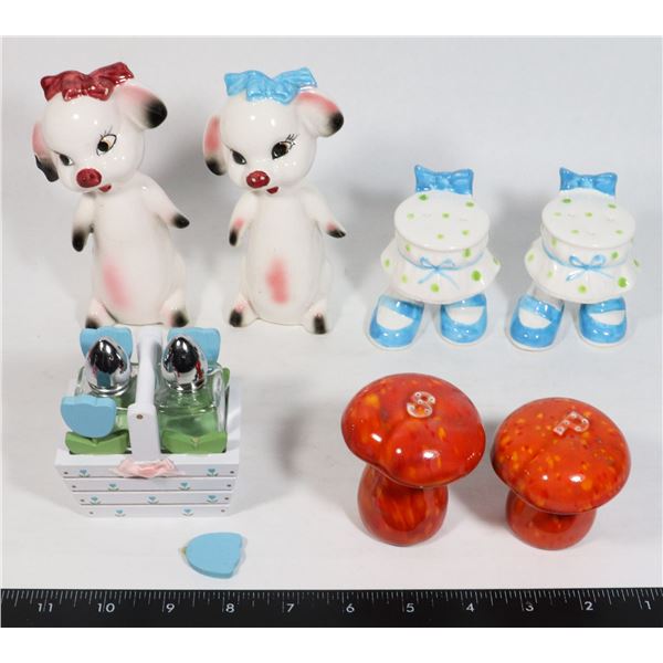 4 SETS COLLECTIBLE SALT AND PEPPER SHAKERS