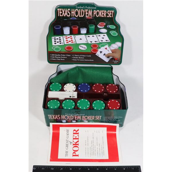 1 TEXAS HOLDEM POKER SET - NEW CARDS, COMPLETE