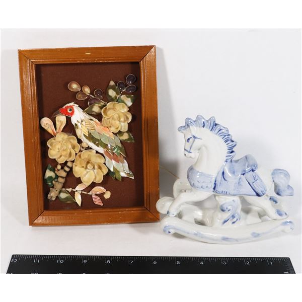 VINTAGE CERAMIC ROCKING HORSE SOLD WITH HAND