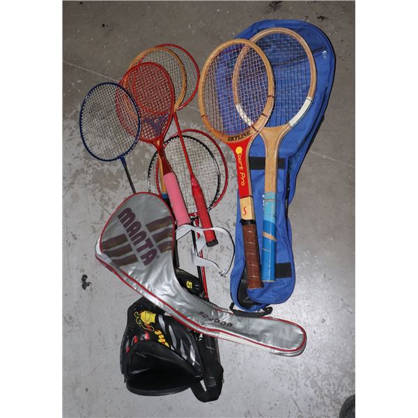 LOT OF USED BADMINTON RACKETS