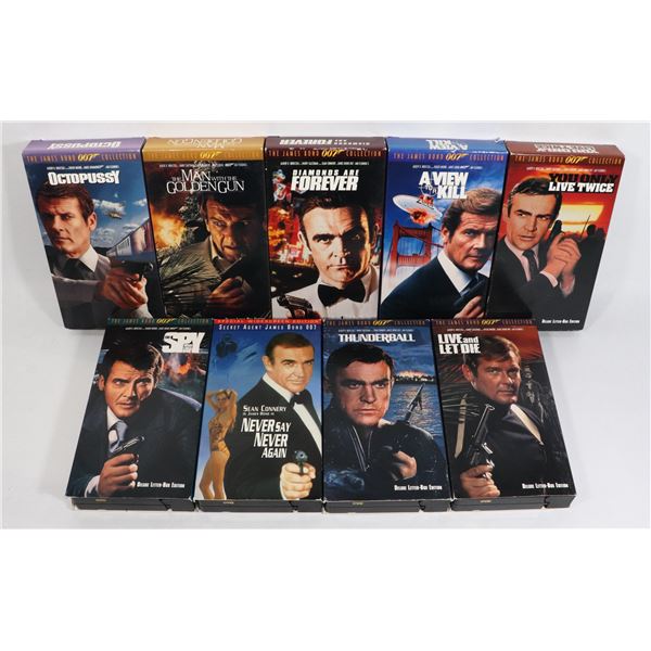 GROUPING OF 9 JAMES BOND VHS MOVIES