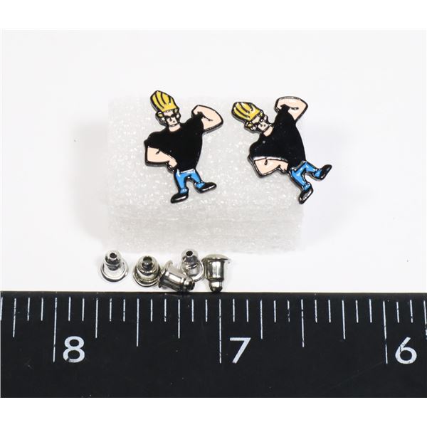 NEW PAIR OF JOHNNY BRAVO STUDDED EARRINGS