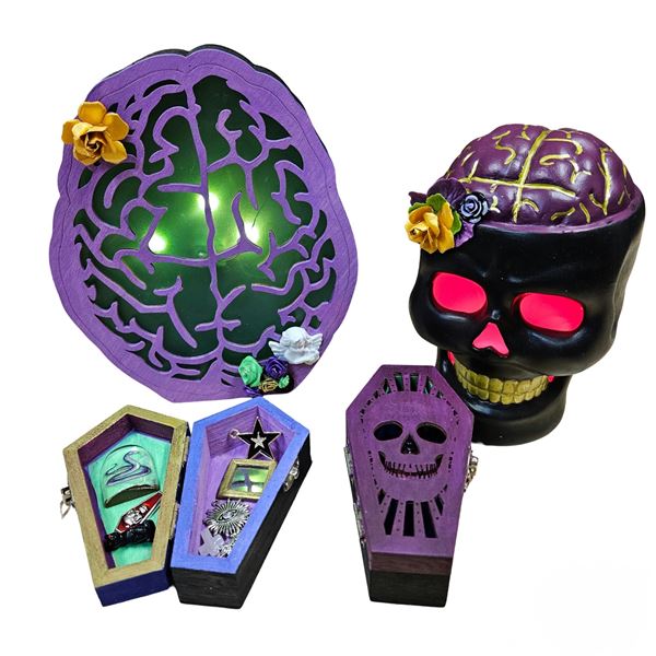 BOX WITH LIGHT UP CERAMIC SKULL HEAD LIGHT UP COFF