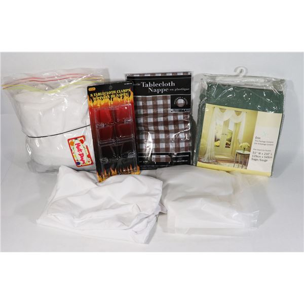 BUNDLE OF TABLE CLOTHS, WINDOW COVERING,