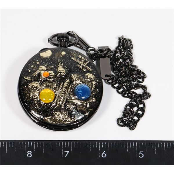 NEW SPACE THEME MUSIC BOX POCKET WATCH WITH POCKET