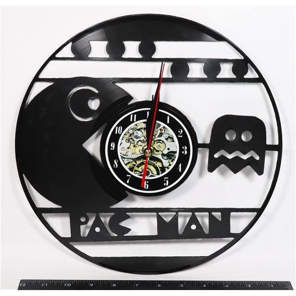 NEW PAC MAN THEME VINYL ENGRAVED WALL CLOCK