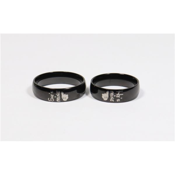 NEW SHE'S MINE AND HE'S MINE COUPLE'S RINGS SIZE 8
