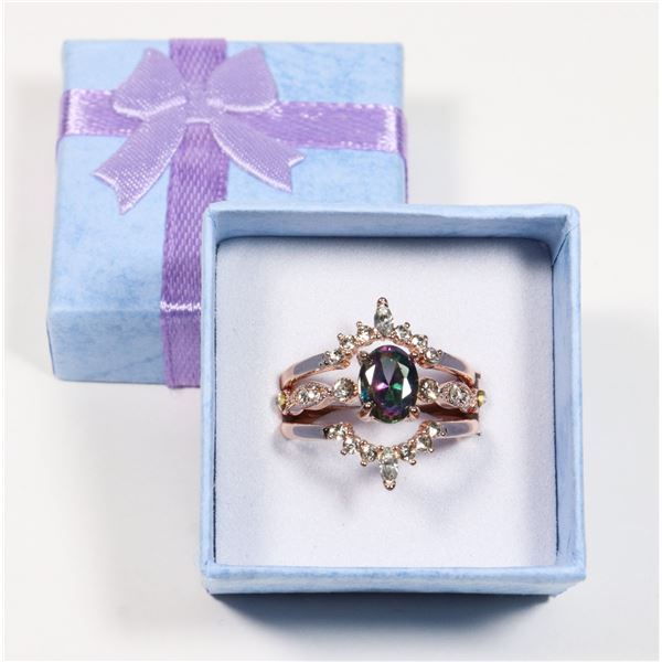 NEW SIZE 7 ROSE GOLD TONE 3PCE SUNSHINE RHINESTONE