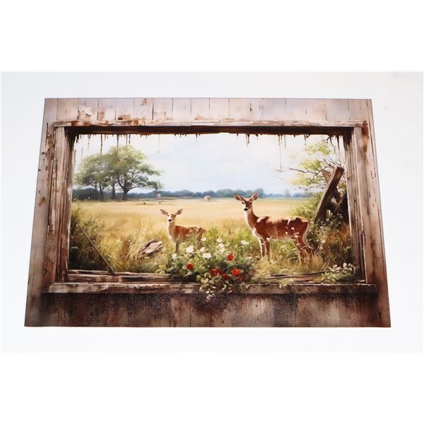 RUSTIC WILD DEER CANVAS PRINT 12" X 16"