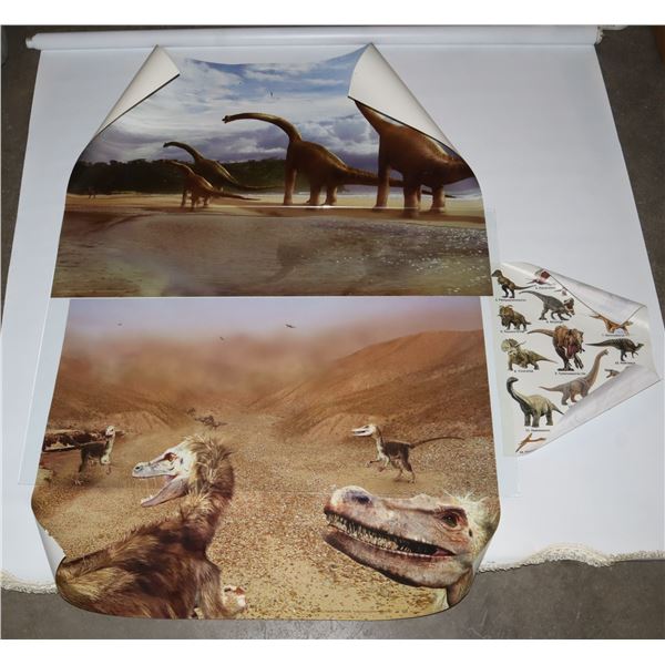 VIBRANT CANVAS DINOSAUR POSTER AND TWO LARGE