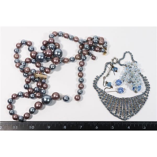 TWO NECKLACES, EARRINGS AND MORE